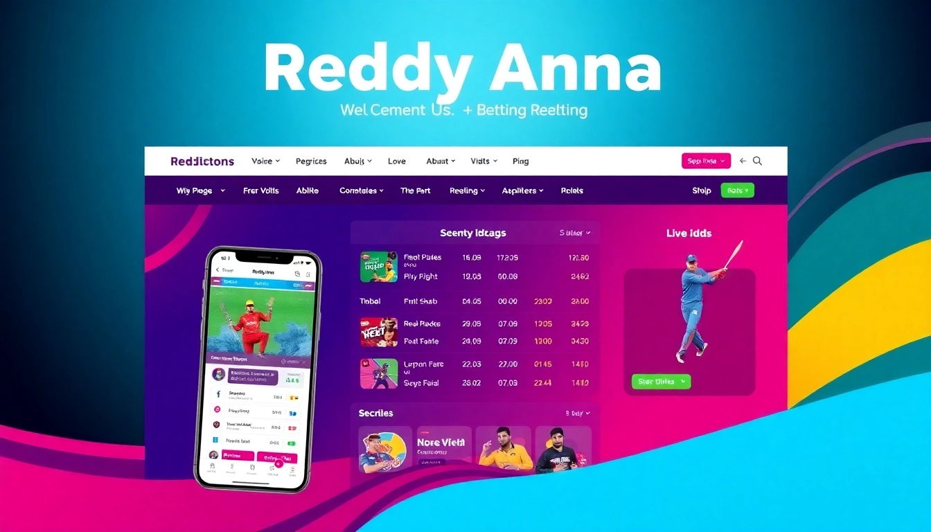 Screenshot of Reddy Anna online betting platform with cricket match odds, sign-in button, and mobile app interface highlighting trusted sports betting in India.